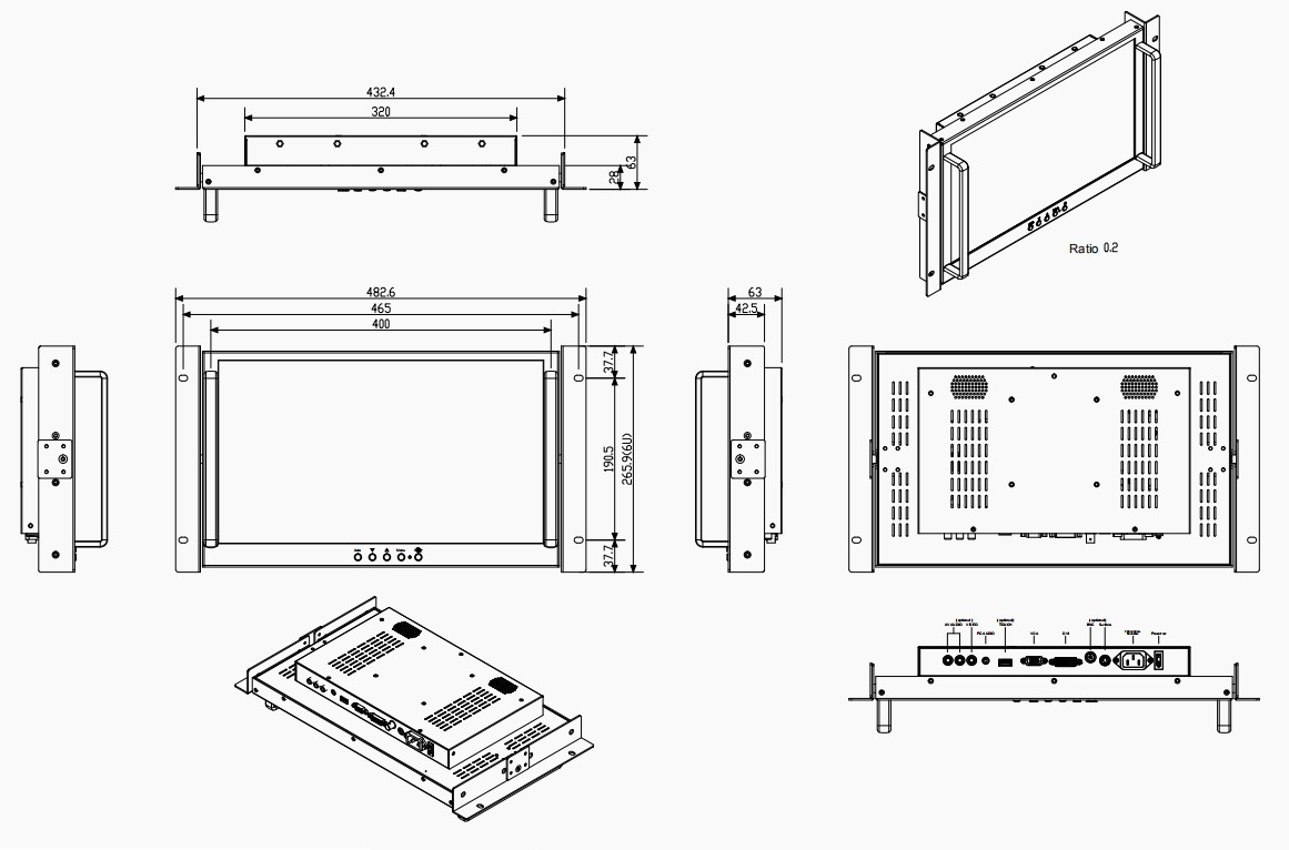 机架式17.3寸全高清屏工业显示器